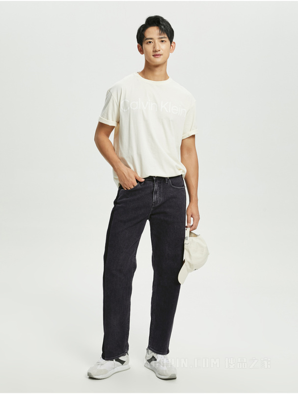 【复刻90系列】Calvin Klein 22初秋男拼色LOGO织标直筒牛仔裤J321552