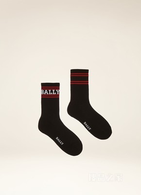 品牌标志运动袜 黑色棉袜