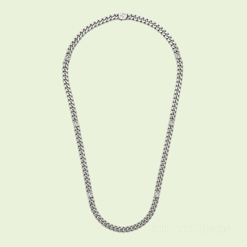 互扣式双G长款项链 钯金色调金属