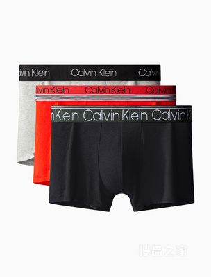 Calvin Klein 22春夏新款男士三条装循环LOGO腰边舒适透气平角内裤NB2729