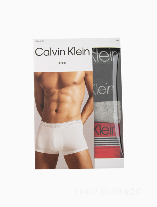 Calvin Klein 22春夏新款男士三条装循环LOGO腰边舒适透气平角内裤NB2729