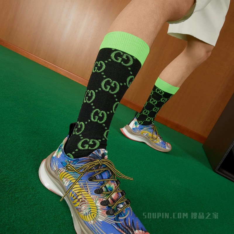 GG针织袜 黑色和浅绿色