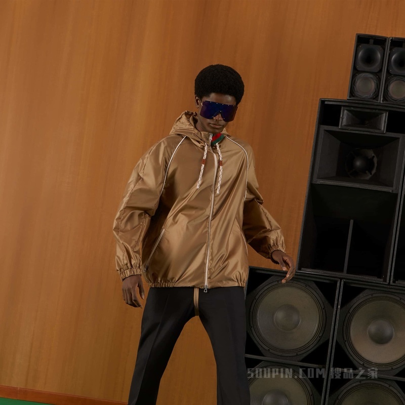 尼龙丝缎夹克 古铜色尼龙丝缎