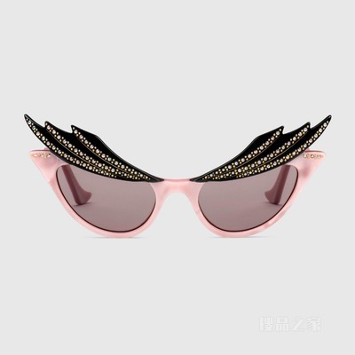 猫眼造型镜框太阳眼镜 粉色醋纤