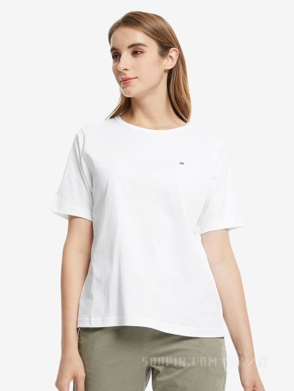 春夏女装青春流行纯棉条纹刺绣宽松针织短袖T恤WW0WW30469