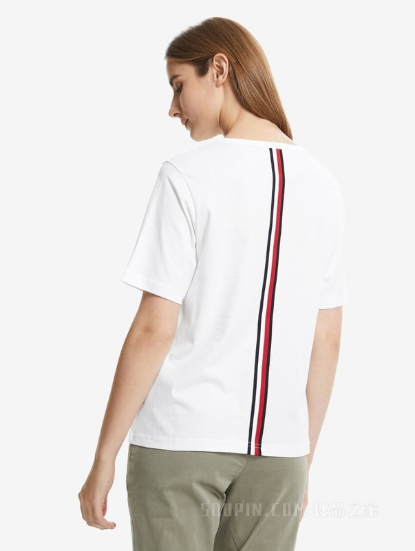 春夏女装青春流行纯棉条纹刺绣宽松针织短袖T恤WW0WW30469