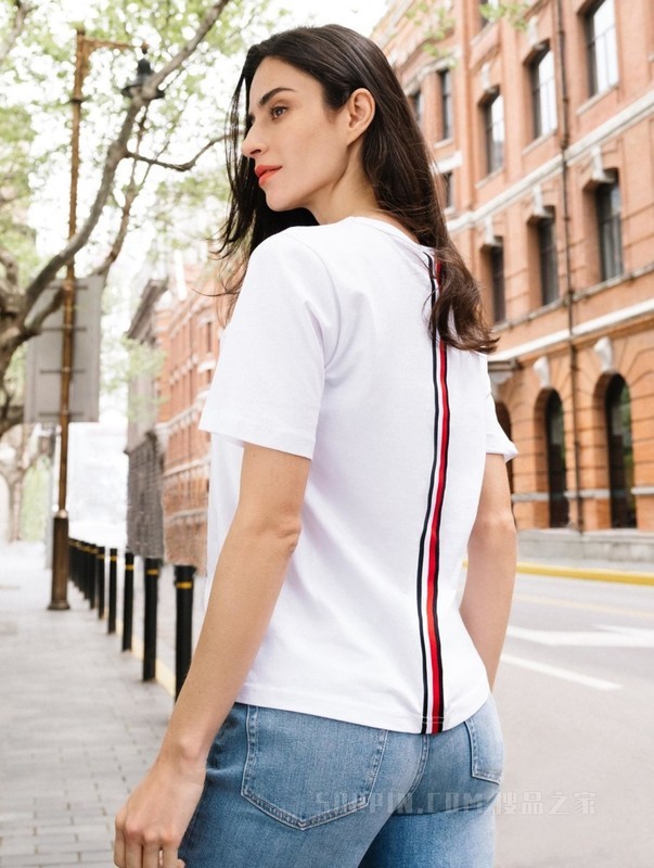春夏女装青春流行纯棉条纹刺绣宽松针织短袖T恤WW0WW30469