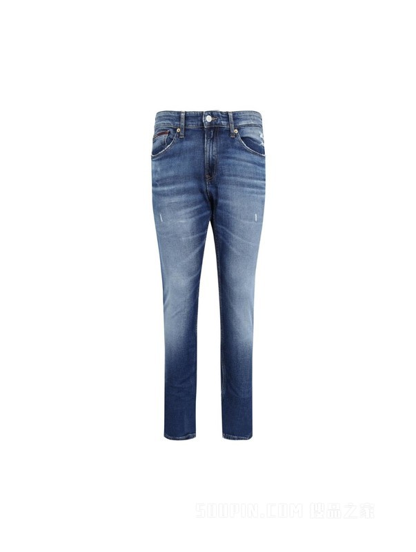 JEANS 男装时尚磨白小绣标修身牛仔裤 DM0DM09297