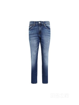 JEANS 男装时尚磨白小绣标修身牛仔裤 DM0DM09297