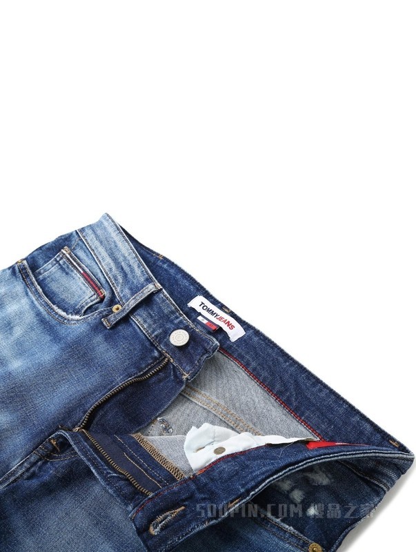 JEANS 男装时尚磨白小绣标修身牛仔裤 DM0DM09297
