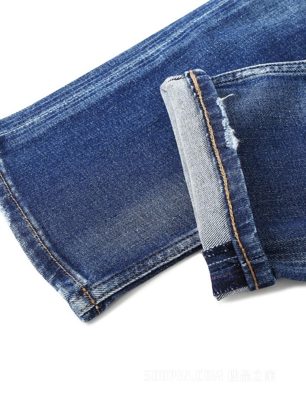 JEANS 男装时尚磨白小绣标修身牛仔裤 DM0DM09297