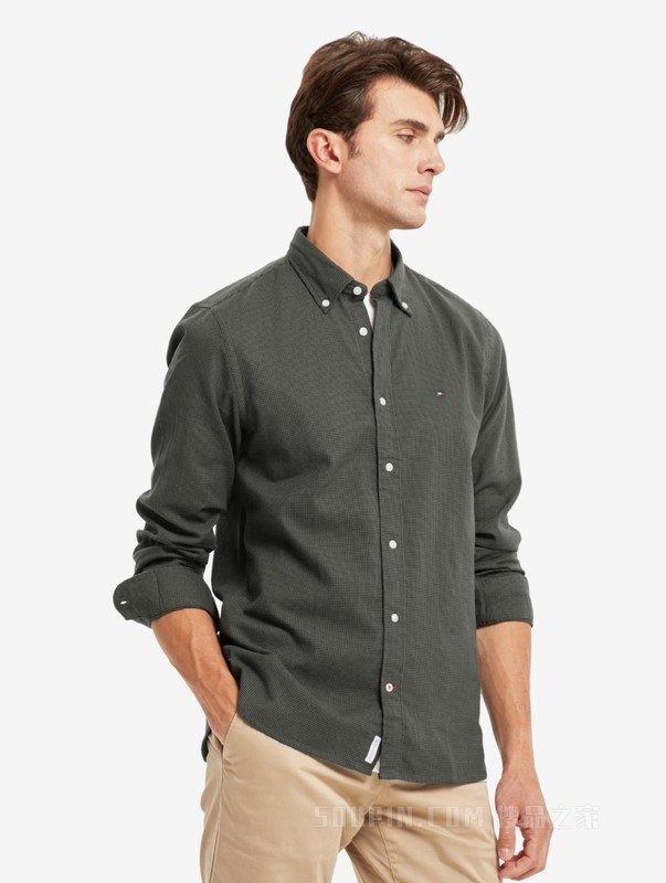 HILFIGER【35周年款】男装时尚纯棉长袖衬衫MW0MW15657
