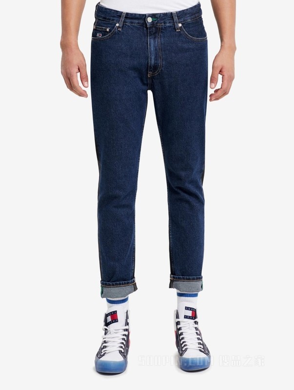 JEANS 男装时尚纯棉刺绣旗标直筒牛仔裤 DM0DM09264