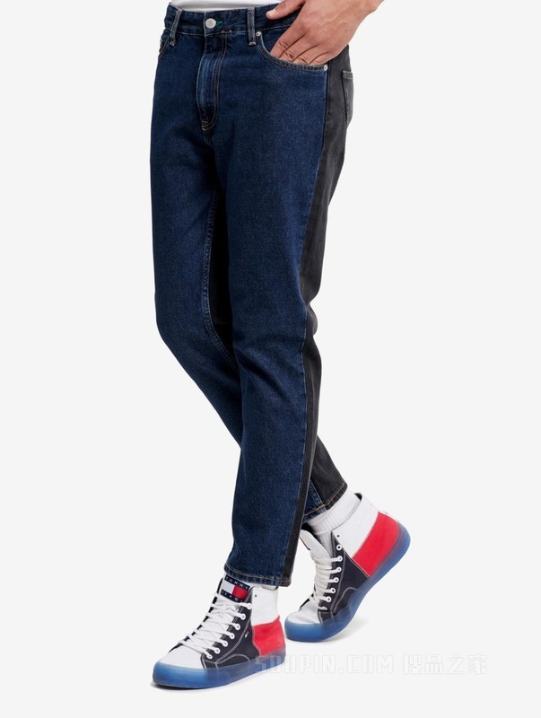 JEANS 男装时尚纯棉刺绣旗标直筒牛仔裤 DM0DM09264