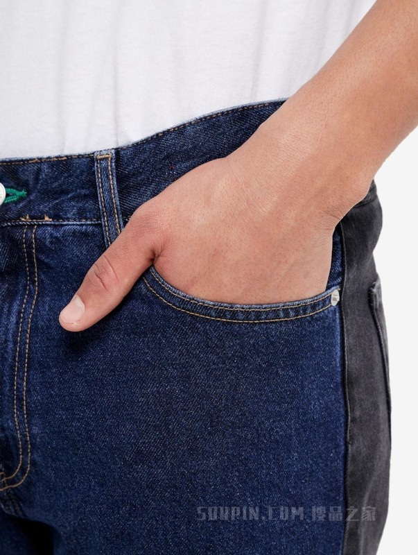 JEANS 男装时尚纯棉刺绣旗标直筒牛仔裤 DM0DM09264