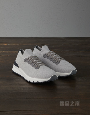 针织织物运动鞋 针织棉织物拼接半抛光小牛皮运动鞋