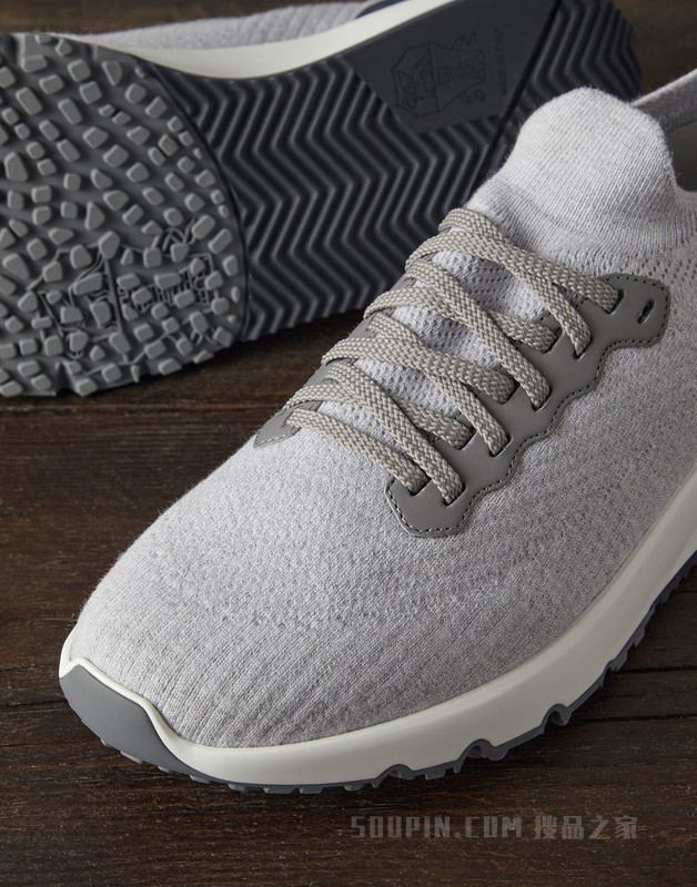 针织织物运动鞋 针织棉织物拼接半抛光小牛皮运动鞋