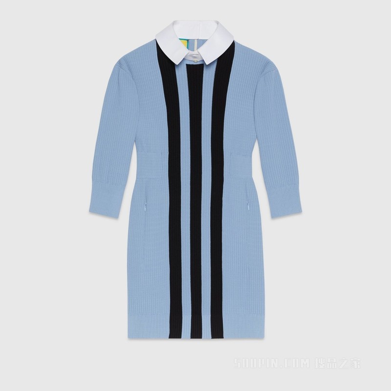 adidas x Gucci联名系列罗纹针织连衣裙 浅蓝色