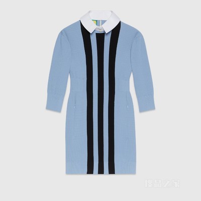adidas x Gucci联名系列罗纹针织连衣裙 浅蓝色