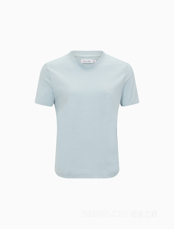 Calvin Klein 22春夏新款女士年轻休闲纯棉修身刺绣透气短袖T恤40WH105
