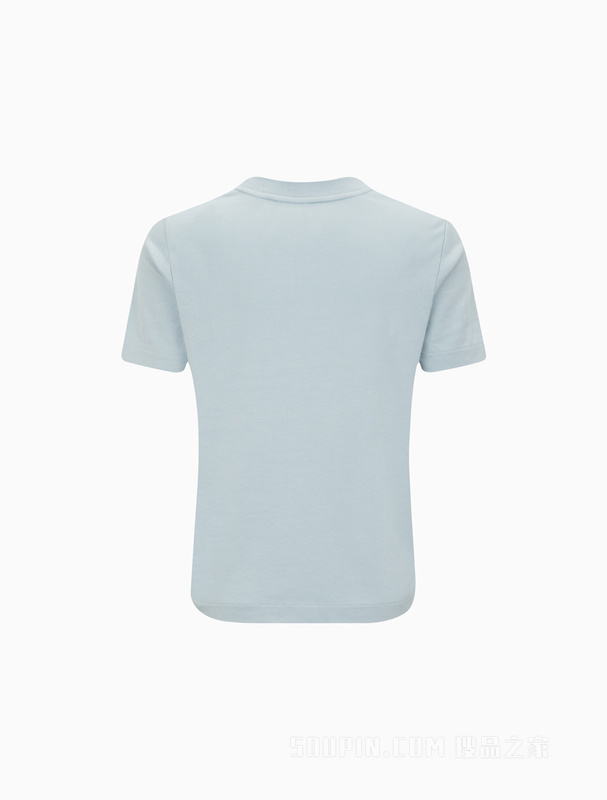 Calvin Klein 22春夏新款女士年轻休闲纯棉修身刺绣透气短袖T恤40WH105