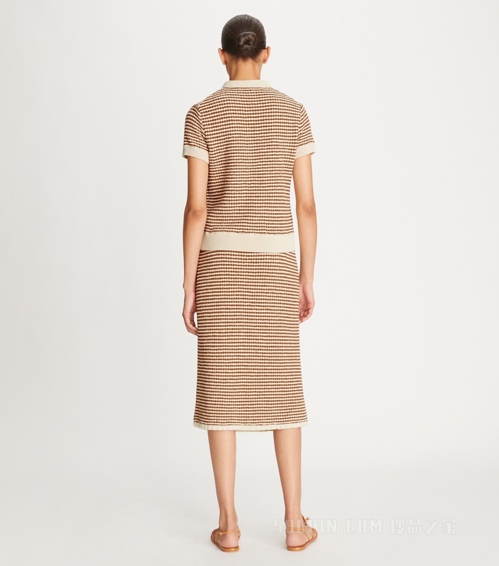 【七夕甄选】爱心 Logo 钩编针织 Polo 衫 中调棕糖色/奶油白