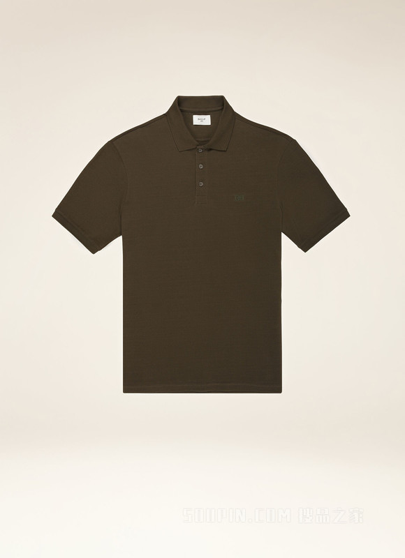 B-Chain Polo 衫 军绿色棉质 Polo 衫