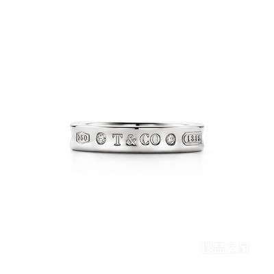 Tiffany 1837® 系列 18K 白金镶钻窄式戒指