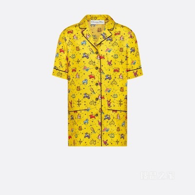 Dior Chez Moi 短袖衬衫 黄色桑蚕丝斜纹面料多色 Dior Pixel Zodiac 图案