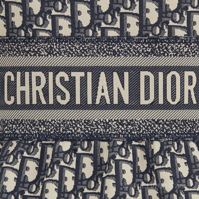 Dioriviera 短款连衣裙 蓝色平纹针织科技面料 Oblique 印花