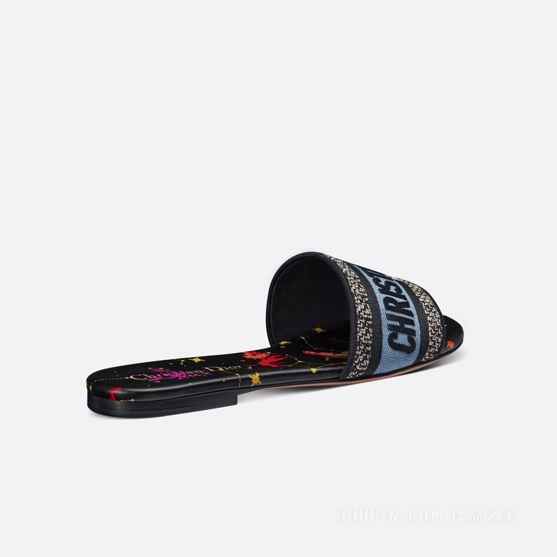 Dway 棉质凉拖 蓝色棉质刺绣面料多色 Dior Pixel Zodiac 图案