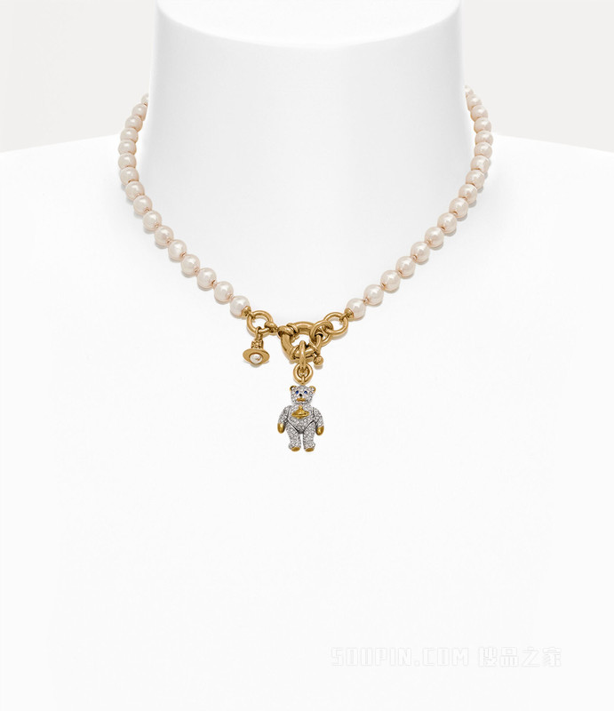 新作★vivienne westwood★LITTLE PAVE TEDDY パールネックレス Vivienne Westwood】Little Pave Teddy Pearl Necklace