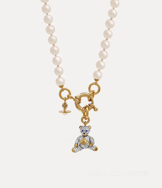 新作★vivienne westwood★LITTLE PAVE TEDDY パールネックレス Vivienne Westwood】Little Pave Teddy Pearl Necklace