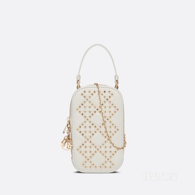 Lady Dior 手机袋 奶白色羊皮革星星图案藤格纹