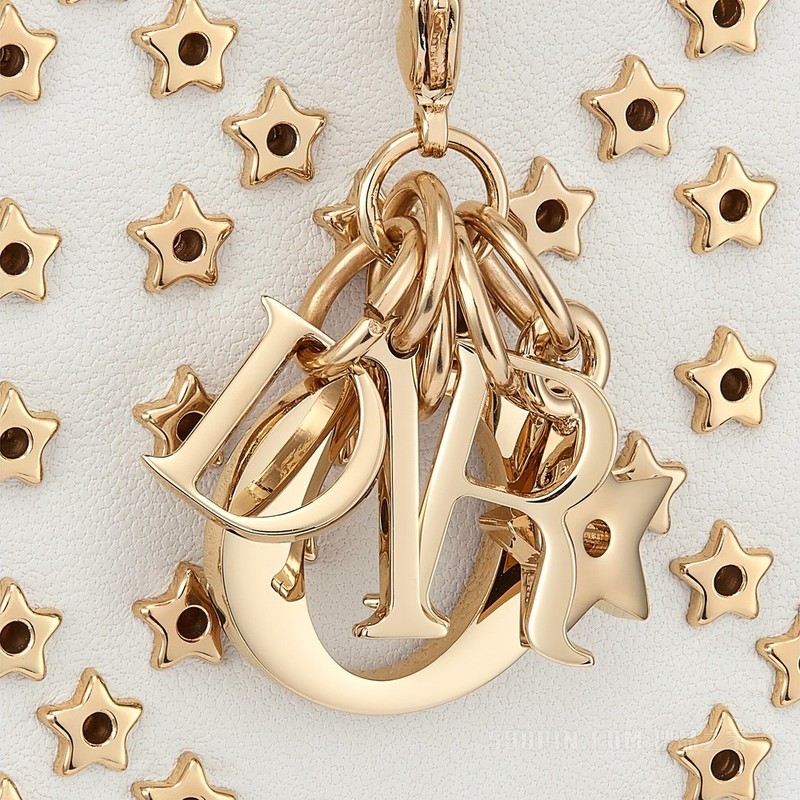Lady Dior 手机袋 奶白色羊皮革星星图案藤格纹