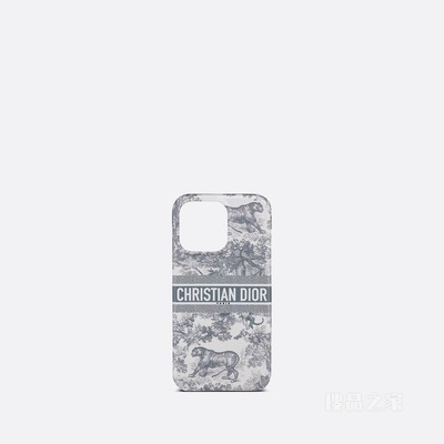 DiorTravel iPhone 13 Pro 手机壳 灰色光滑牛皮革茹伊印花