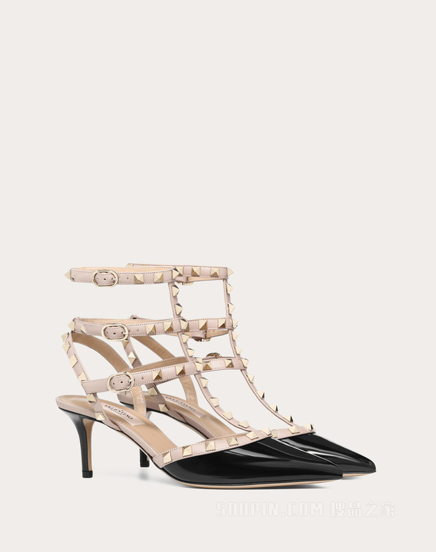Rockstud 漆皮系带铆钉高跟鞋 （鞋跟高 6.5 厘米）