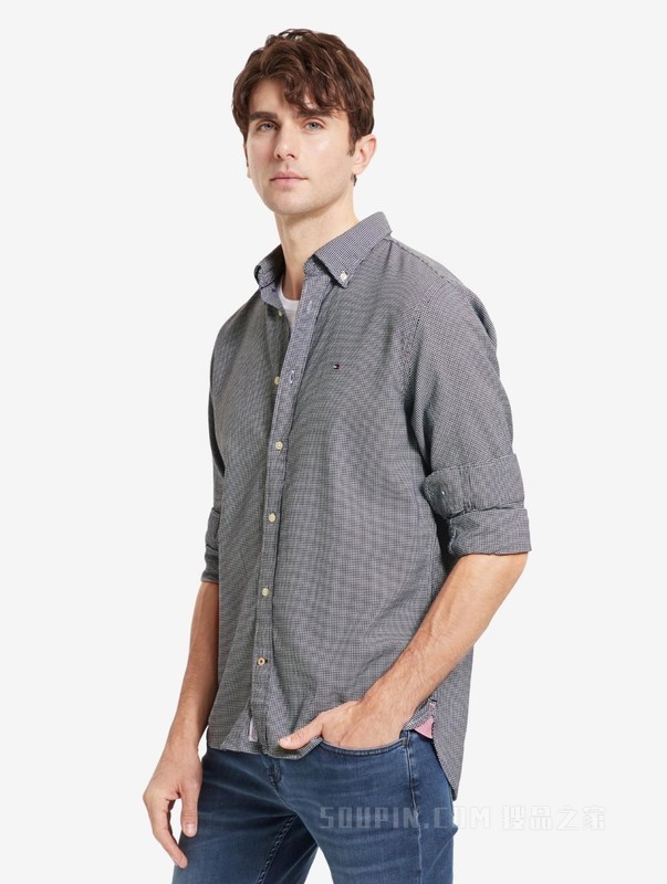 HILFIGER【35周年款】男装时尚纯棉长袖衬衫MW0MW15657