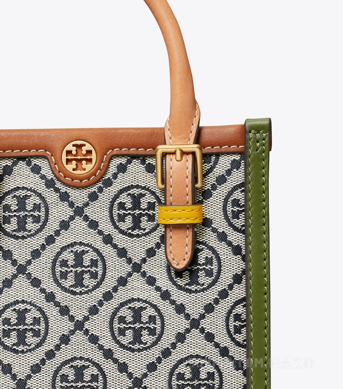 T Monogram 迷你拼色提花托特包 Tory 海军蓝