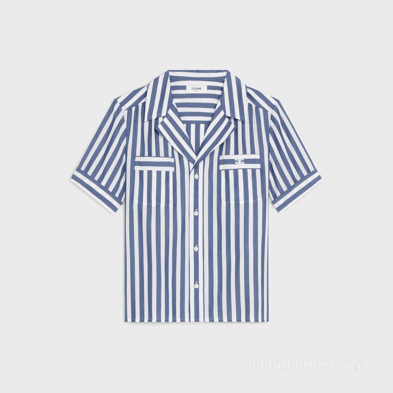 条纹莱赛尔纤维开领衬衫 26498