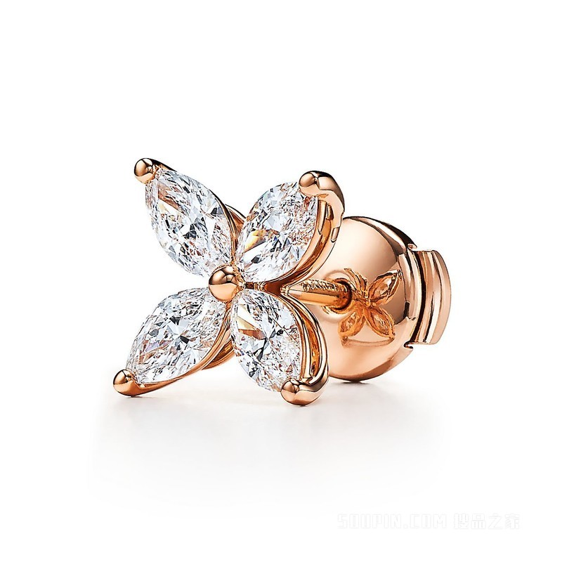 Tiffany Victoria™ 系列 18K 玫瑰金钻石耳环，大号。