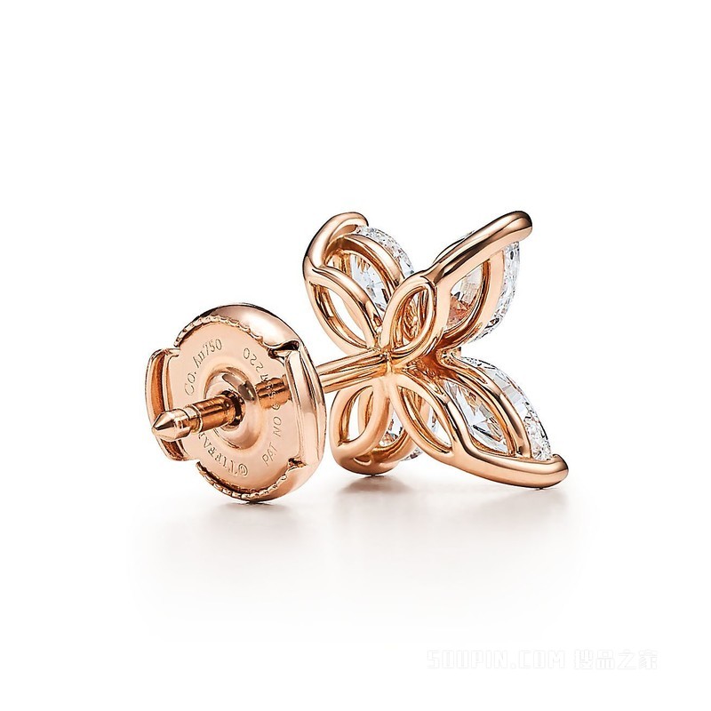 Tiffany Victoria™ 系列 18K 玫瑰金钻石耳环，大号。