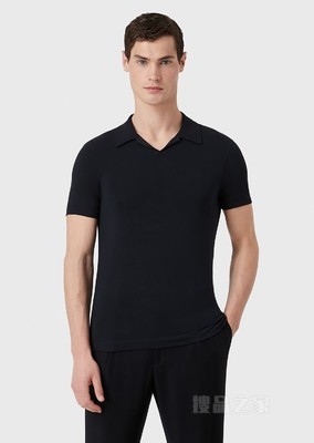 弹力平纹布纯色短袖POLO衫 | Giorgio Armani