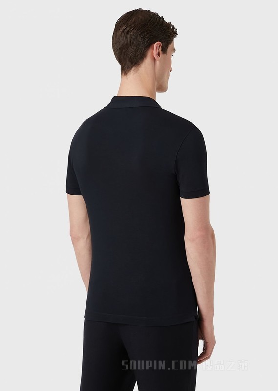 弹力平纹布纯色短袖POLO衫 | Giorgio Armani