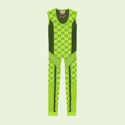 GG针织提花连体裤 荧光黄和黑色