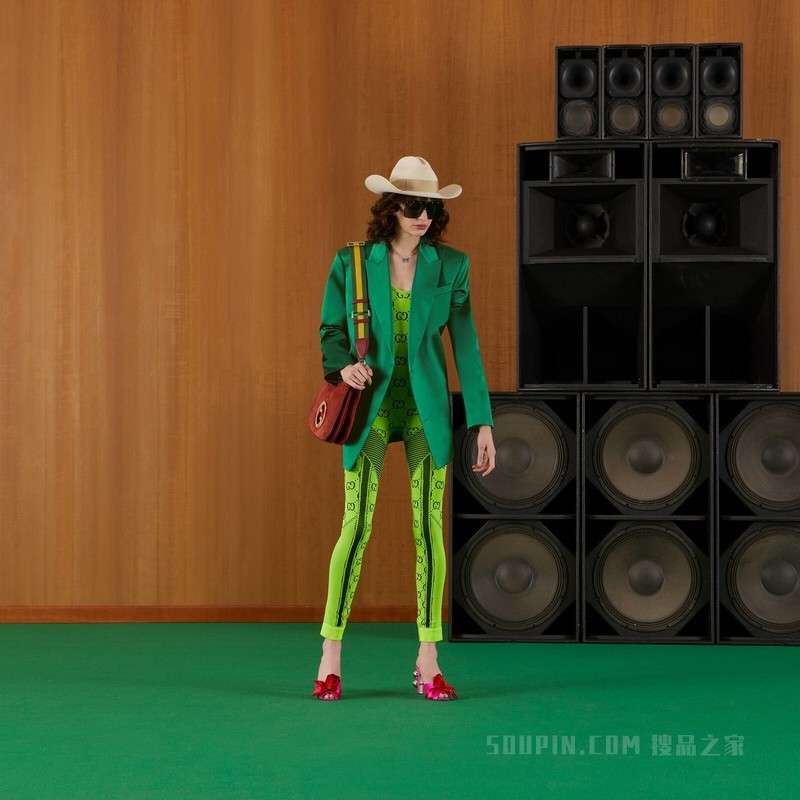 GG针织提花连体裤 荧光黄和黑色