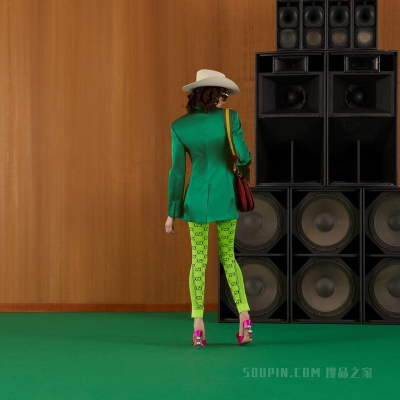 GG针织提花连体裤 荧光黄和黑色