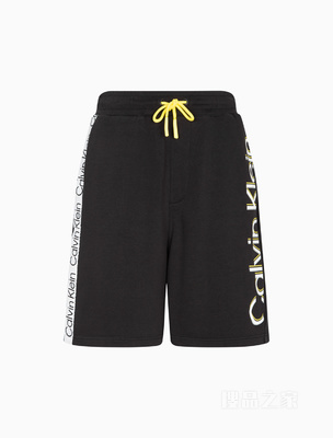 Calvin Klein 22春夏新款男女情侣中性LOGO织带印花抽绳短裤J400204