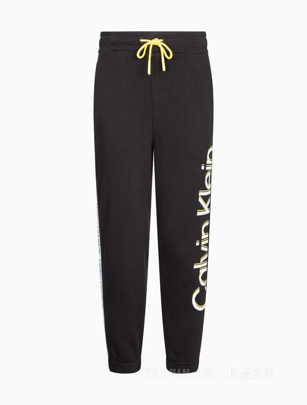 Calvin Klein 22春夏男女情侣中性LOGO织带醒目印花束脚休闲裤J400209
