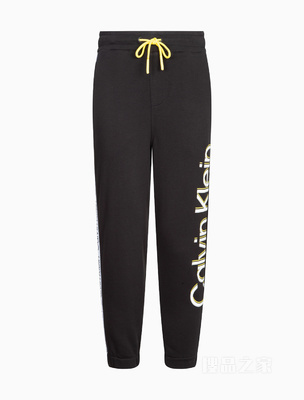 Calvin Klein 22春夏男女情侣中性LOGO织带醒目印花束脚休闲裤J400209